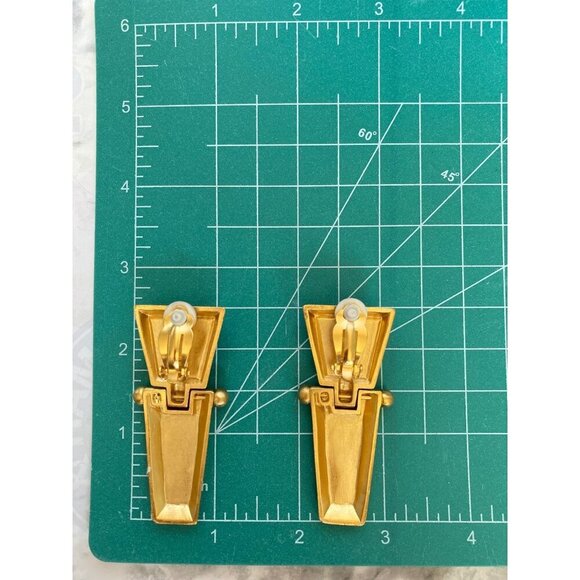 Anne Klein Couture rare red hinge pendant dangle 1980s vintage clip on earrings - Picture 5 of 5